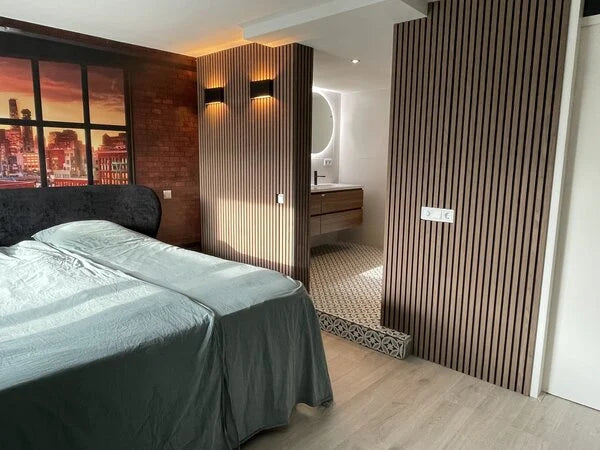 Oppio €40 PER PANEEL - 260x60 cm NEW WALNOOT Eiken akoestische wand panelen lattenwand met Vilt