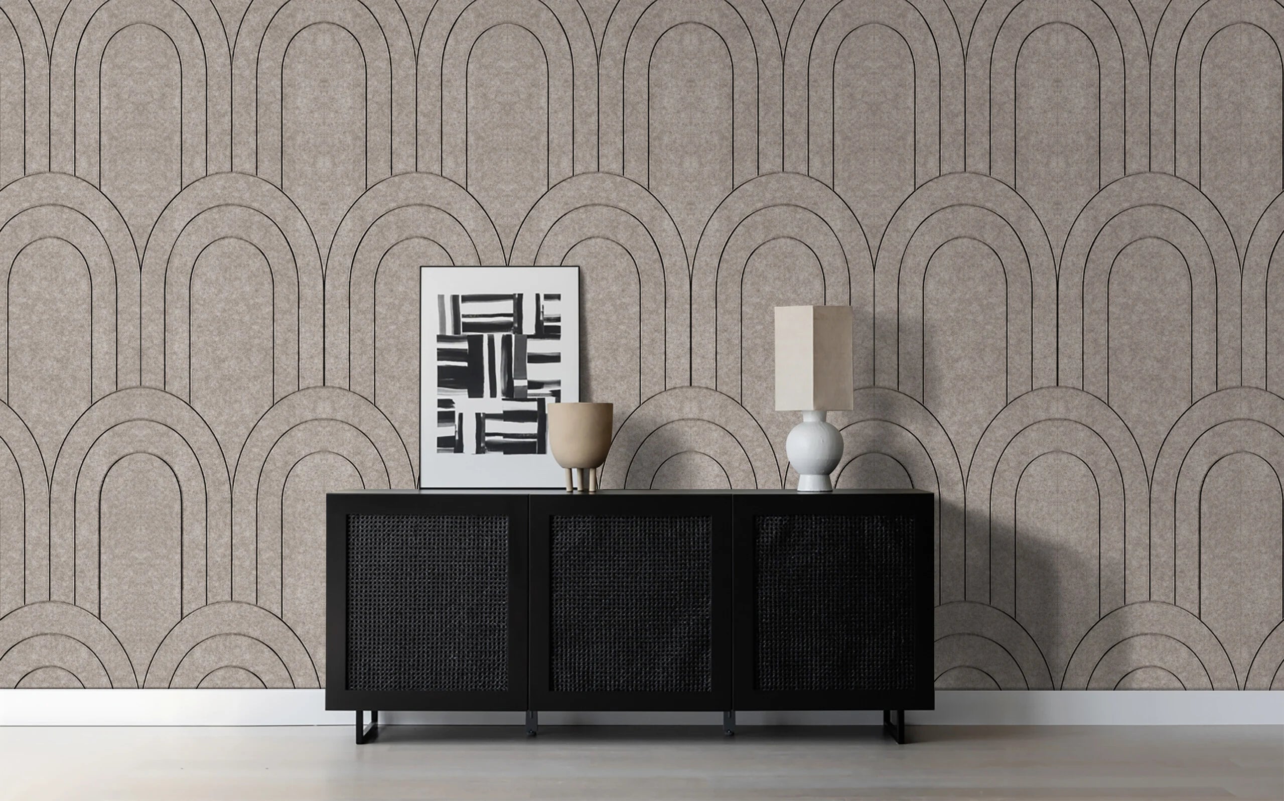 Oppio OPPIO Viltpaneel TAUPE - BAROK - 280x60 cm - Brandvertragend & Geluiddempend