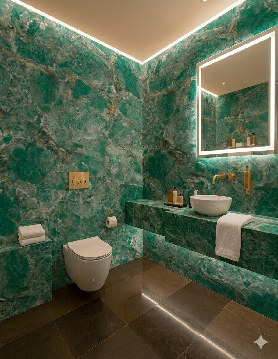 Luxe PVC Wandpaneel Onyx Green – 120x280 cm – Hoogglans Marmerlook